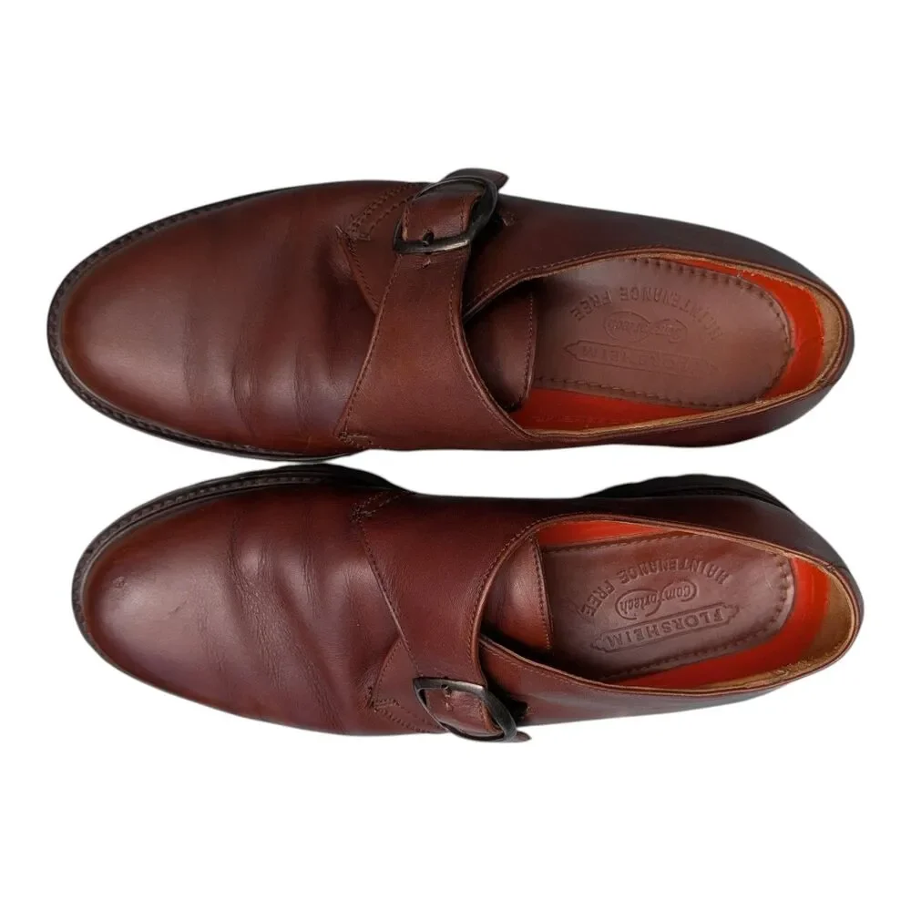 Florshiem Imperial Single Monk Strap Brown Leather Shoe Size 9D Dress Casual